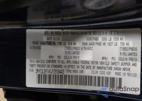 2018 Toyota Yaris Ia from USA, damaged, VIN 3MYDLBYV4JY318443